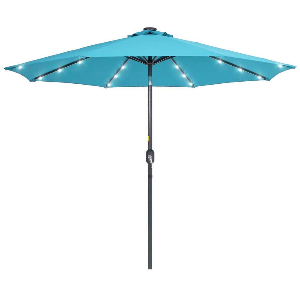 10 ft. LED Triple Top Vented Designed Tilt Outdoor Market Umbrella Patio Umbrella in Lake Blue price history on PriceWatchPro