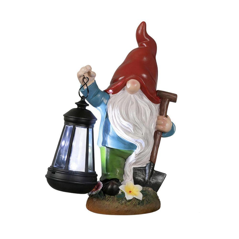 6 in. x 11 in. Red Resin Gnome Outdoor Decoration Garden Statue