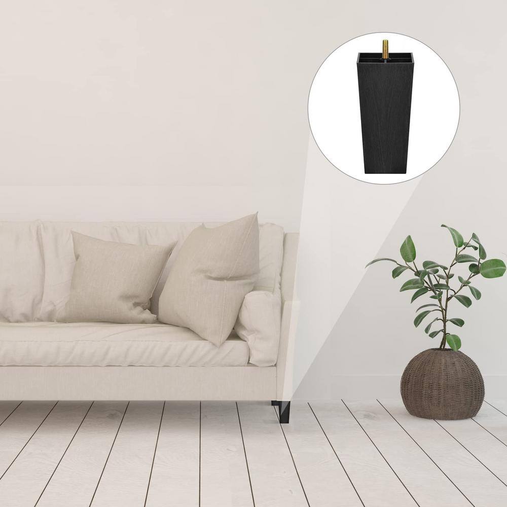 Black 5.7 Inch Plastic Tapered Furniture Legs with Screws