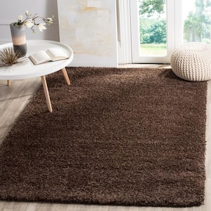 California Shag Brown 5 ft. x 8 ft. Solid Area Rug