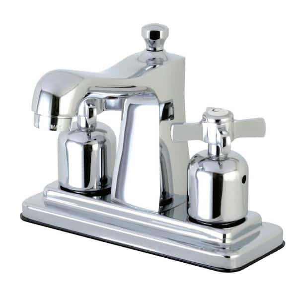 Kingston Brass Kaiser Cross 4 in. Centerset Double Handle Bathroom Faucet in Chrome