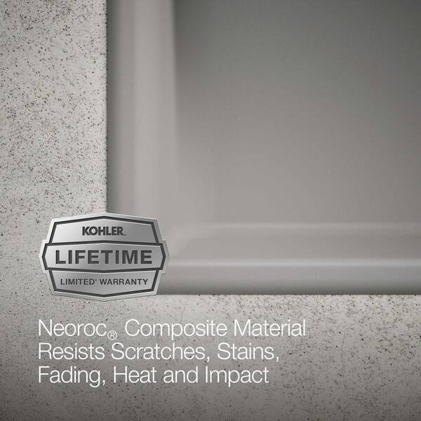 KOHLER Kennon Matte Grey Solid Surface 33 in. Single Bowl Drop-In