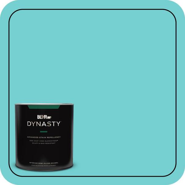 BEHR DYNASTY 1 qt. #P460-3 Soft Turquoise Semi-Gloss Enamel Interior Stain-Blocking Paint and Primer