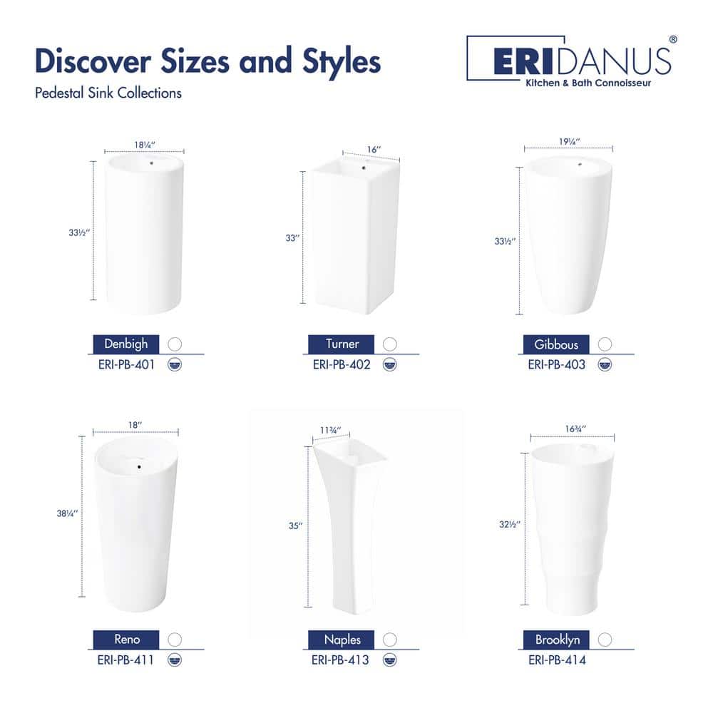 Crisp White Ceramic Round Pedestal Bathroom Sink with Overflow