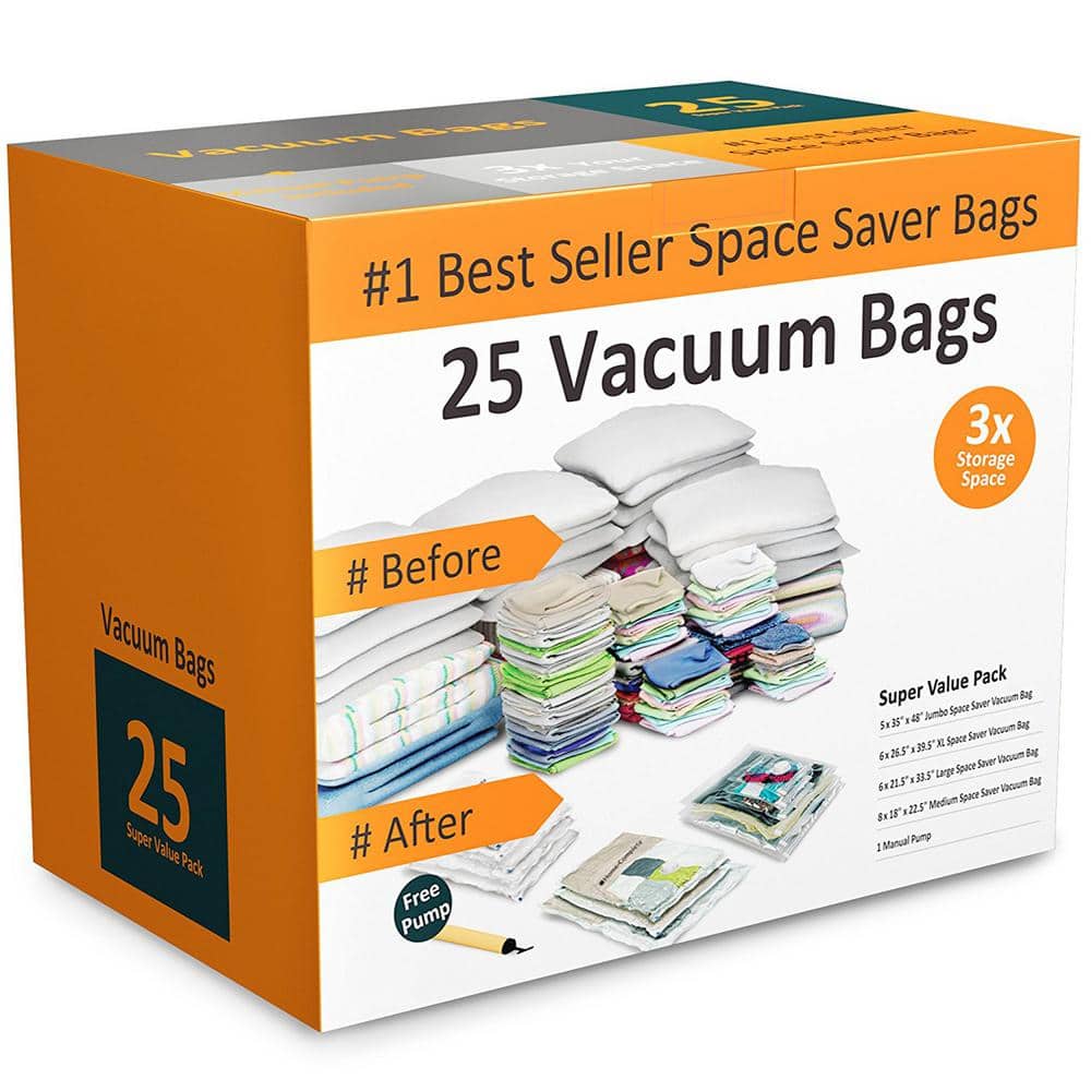 Vacuum Storage Bags with Electric Air Pump, 15 Pack (3 Jumbo, 3 Large, 3  Medium, 3 Small, 3 Roll Up Vacuum Sealer Bags) Space Saver Bag for Clothes