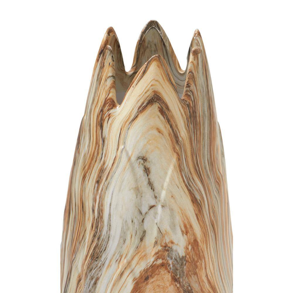 Beige Marbled Ceramic Organic-Shaped Table Vase