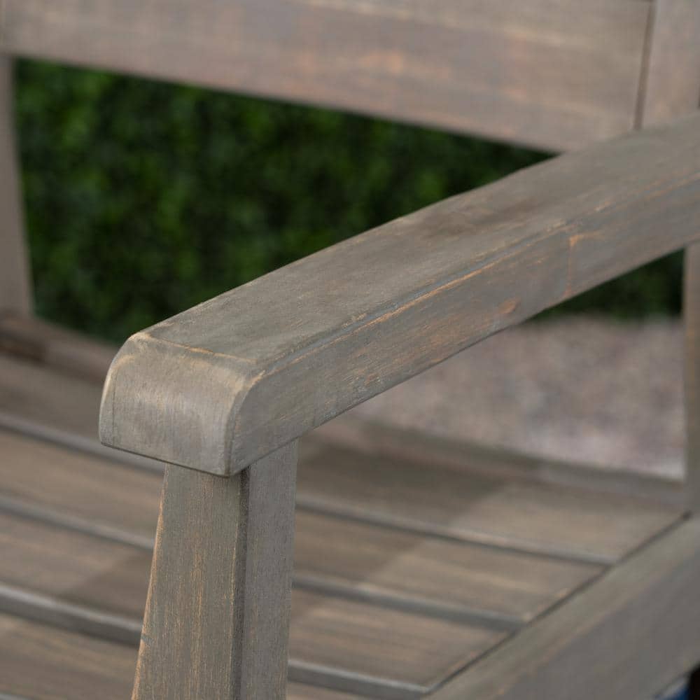 Gray Acacia Wood 5-Piece Outdoor Bar Set with Slatted Design