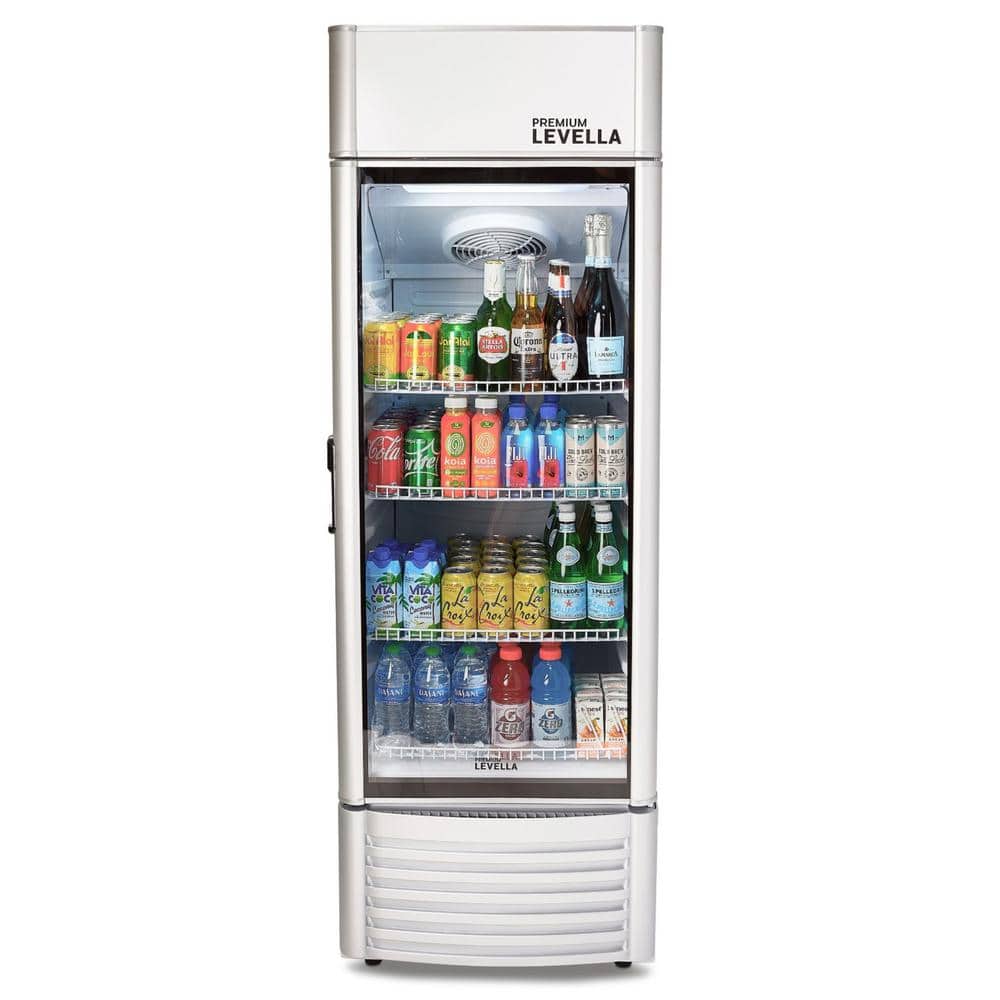PREMIUM 9.0 cu. ft. Commercial Upright Display Refrigerator Glass Door Beverage Cooler in Silver