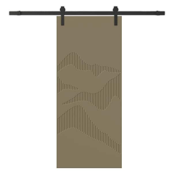 CALHOME 42 in. x 96 in. Olive Green Painted Composite MDF Paneled Interior Sliding Barn Door with Hardware Kit