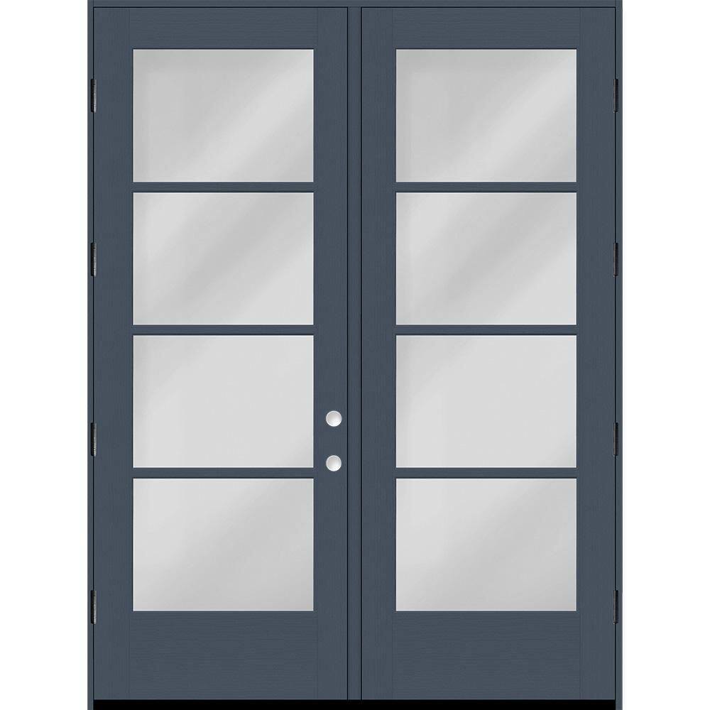 Legacy 72 in.x96 in. Icon 4L Modern Clear Glass Dark Denim RHOS Fiberglass Double Prehung Front Door with 6-9/16in. Jamb price history on PriceWatchPro