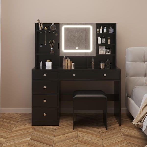 Karl home Black Makeup Vanity Set with Adjustable Mirror