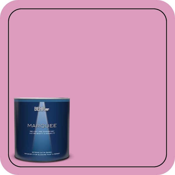 BEHR MARQUEE 1 qt. #690B-4 Pink Begonia Satin Enamel Interior Paint & Primer