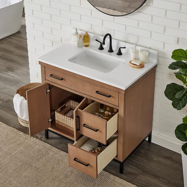 Runfine Loren 36 in. Single Sink Freestanding Gunny Bath Vanity