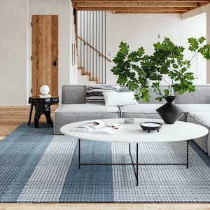 Emily Henderson Oregon Plaid Wool Blue 3 ft. x 5 ft. Indoor/Outdoor Patio Rug
