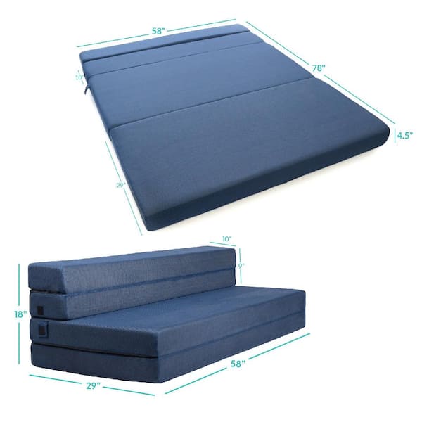 Milliard Tri Fold Foam Folding Mattress And Sofa Bed For Guests Queen, Foam Sofa Bed Folding