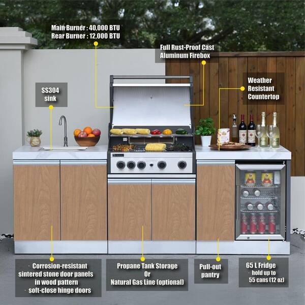 PROKAn Bespoke 5B Propane Grill Island Modular Outdoor Kitchen in