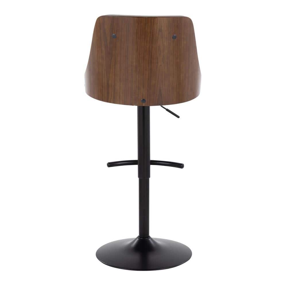 Gianna Light Grey Adjustable Swivel Bar Stools with Walnut Wood