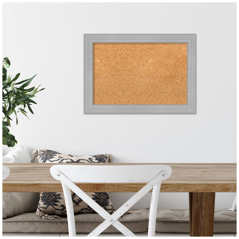 Vista Brushed Nickel Framed Natural Cork Bulletin Board