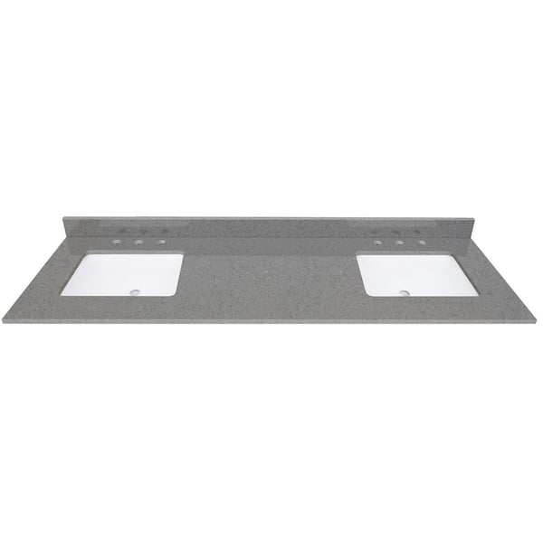 Avanity 73 in. W x 22 in. D Quartz White Rectangular Double Sink Bathroom Vanity Top in Contrail Matte