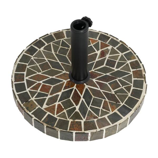 ceramic patio umbrella stand Christopher Knight Home - Enzo Tile Round Umbrella Base with Adjustable Pole Holder