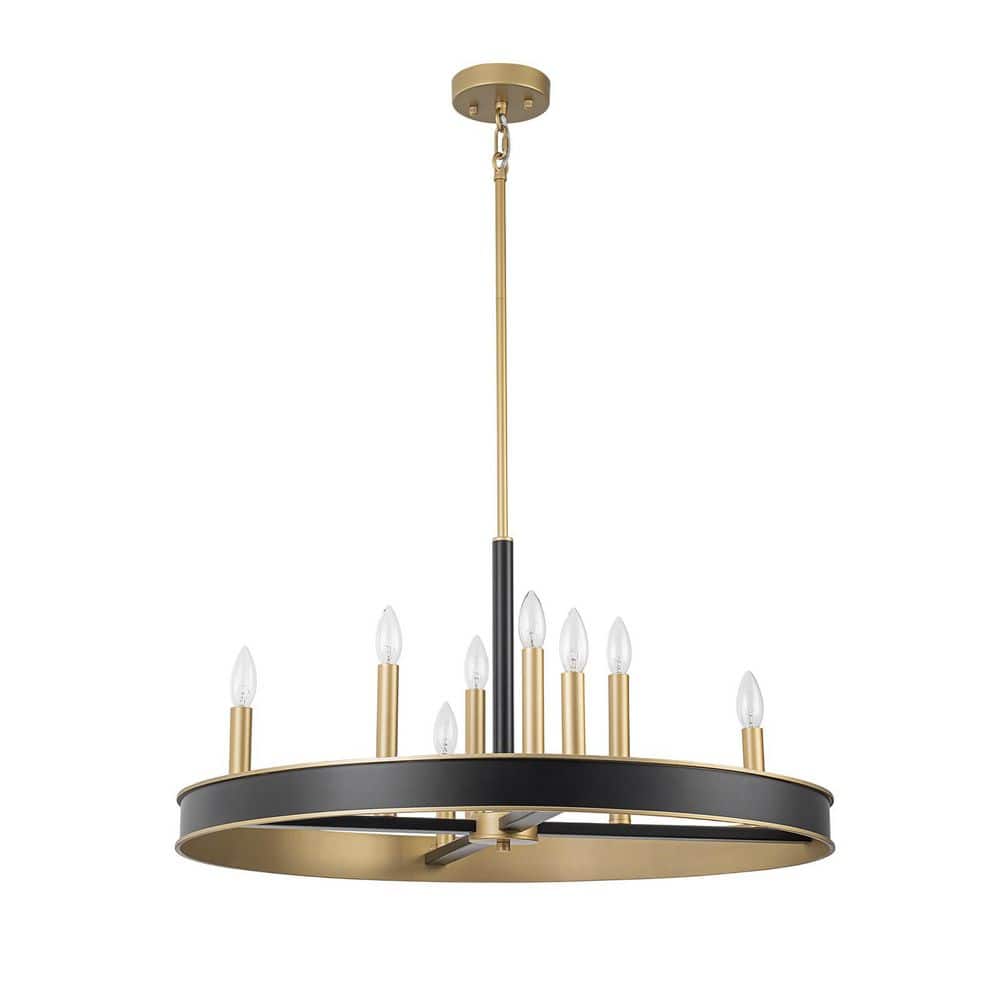 29.9 in. 8-Light Black and Gold Wagon Wheel Chandelier for Kitchen Island Dinning Room price history on PriceWatchPro