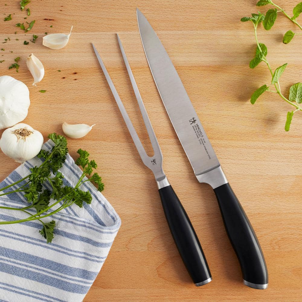 Elan Stainless Steel 2-Piece Carving Knife Set with Block