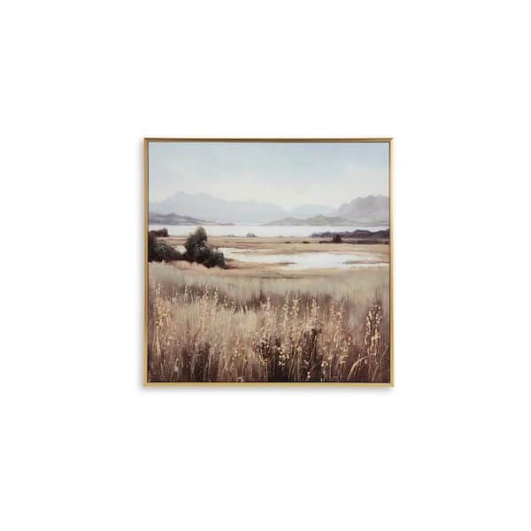 Canvas Lakeside Mountain Landscape Framed Wall Art Print 40 in. x 1.5 in.