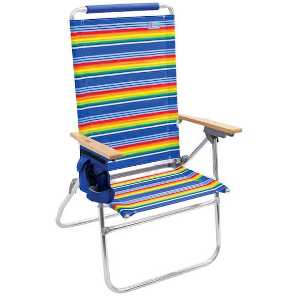 Rio Hi-Boy Steel High Back Beach Chair with Bottle Opener and Storage Pouch