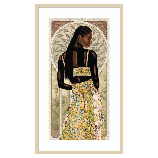 Amanti Art Natural Beauty in Gold II by Alonzo Saunders 24 in. W x 41 in. H. Wood Framed Wall Art Print Framed in Brown