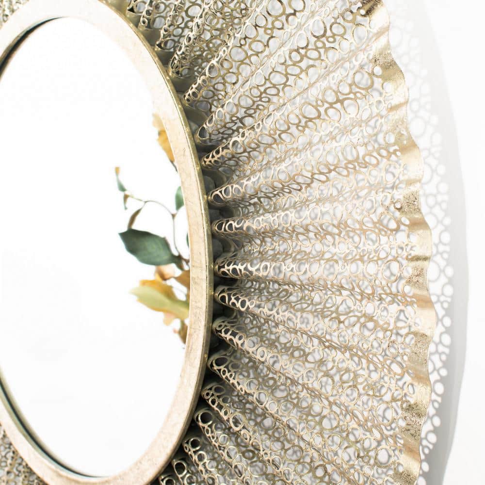Foster 30.5" Round Silver and Gold Wood Mirror