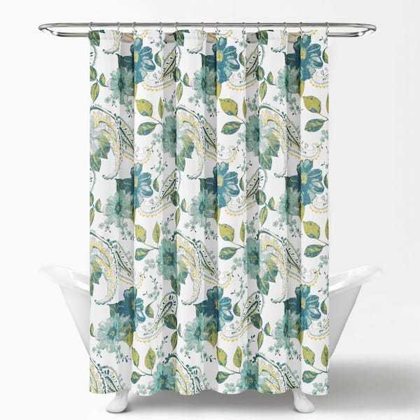 Lush Decor 72 in. x 72 in. Floral Paisley Shower Curtain Blue Single  16T007354 - The Home Depot