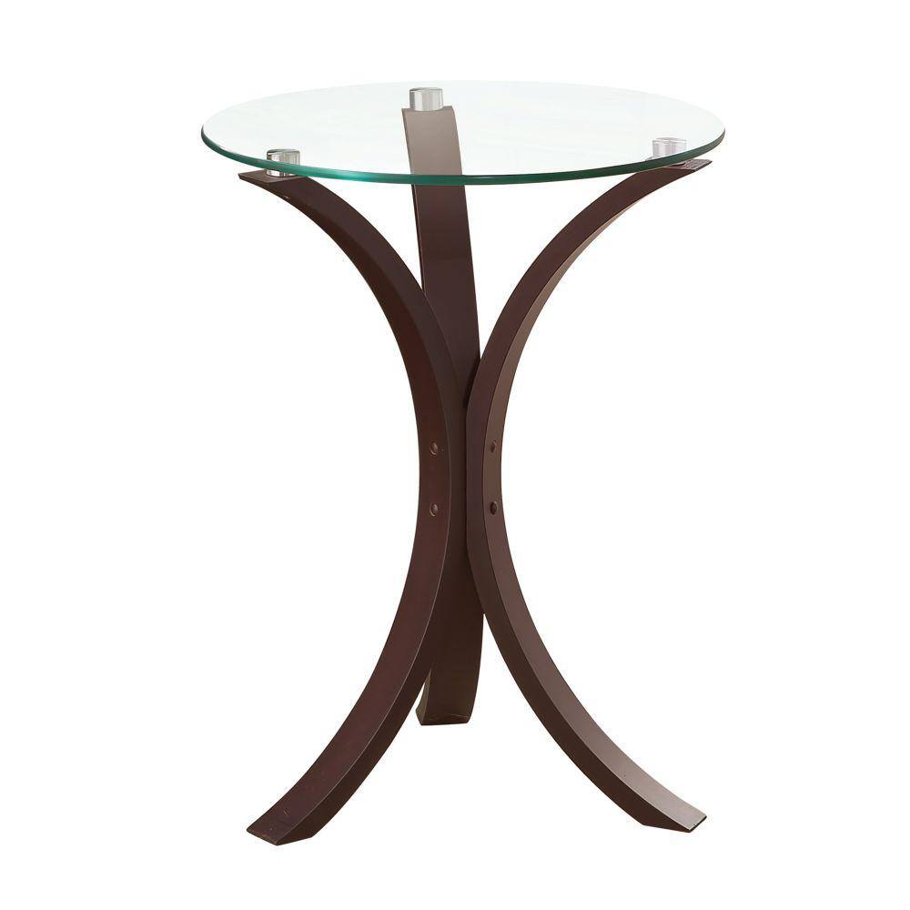 Clear Metal Accent Table, Small Round Glass Top Side Tables