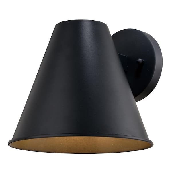 VAXCEL Smith 1 Light Textured Black Contemporary Indoor-Outdoor Wall Sconce Metal Shade