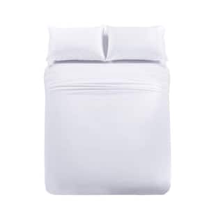 4 Piece White Microfiber King Bed Sheet Set
