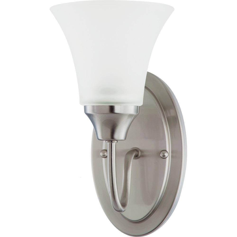Brushed Nickel Wall Sconce with Satin Etched Glass Shade