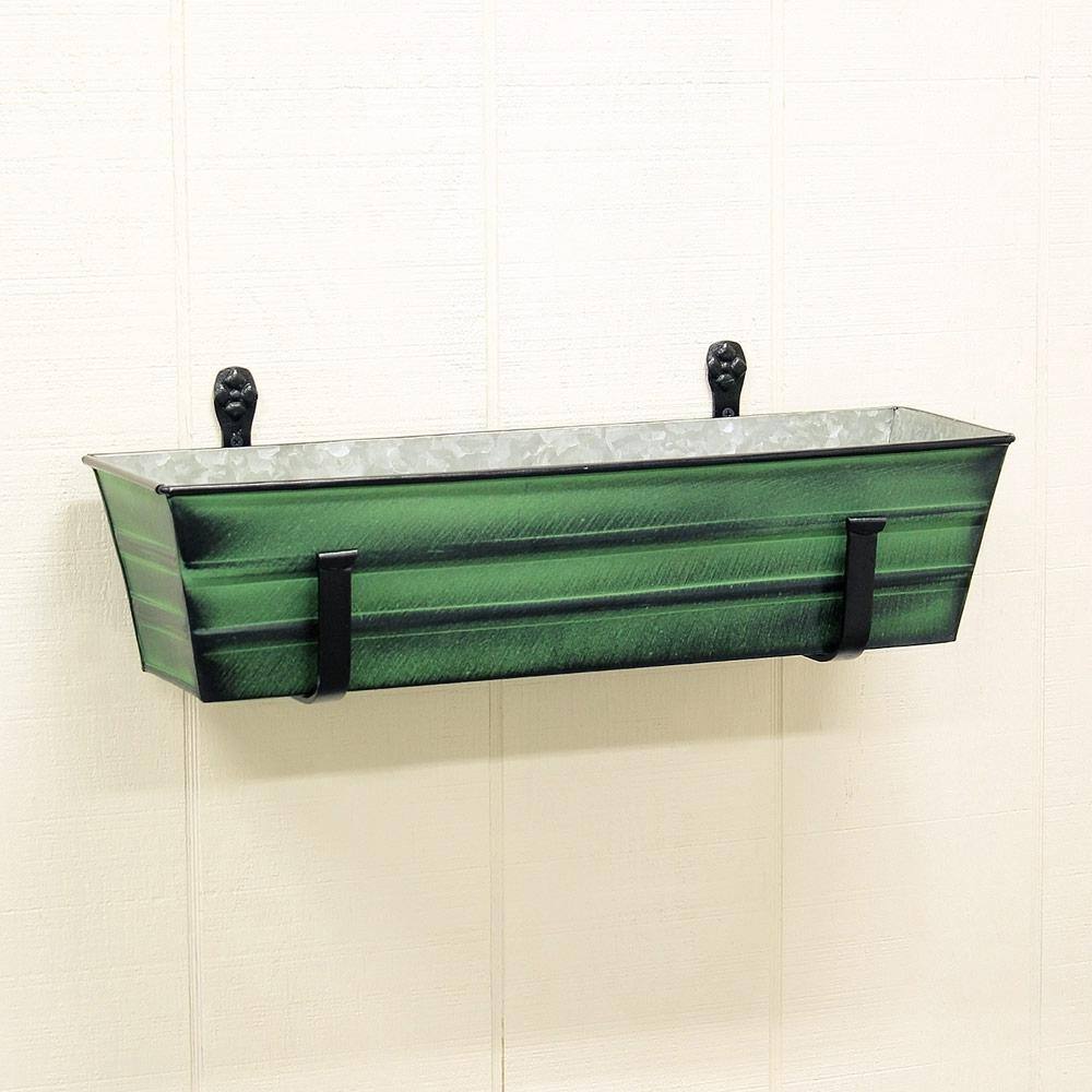 Small Green Galvanized Steel Rectangular Planter Box