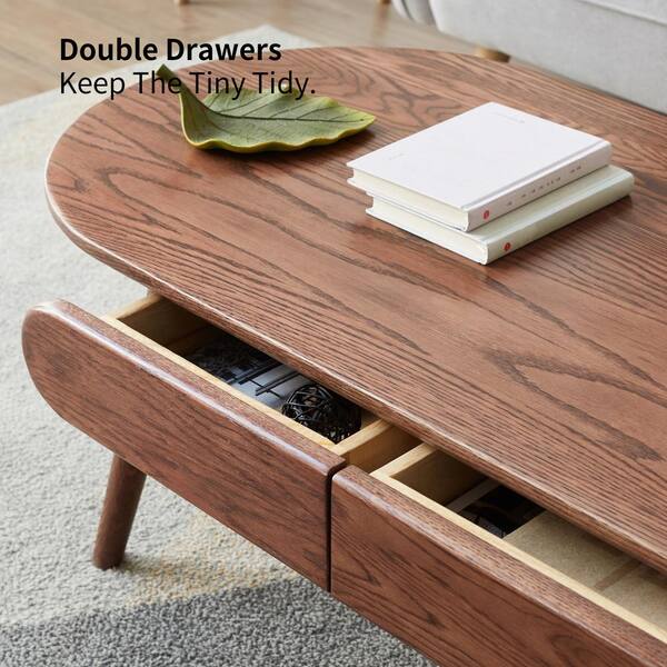 Sudzendf 47 in. W Brown Solid Wood End Table, Side Table