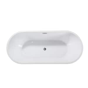 59 in. x 29.5 in. Soaking Bathtub with Center Drain in White/Polished Chrome