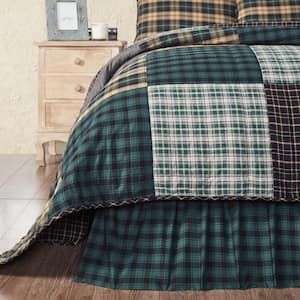 Pine Grove 16 in. Rustic Green Black Plaid Twin Bed Skirt
