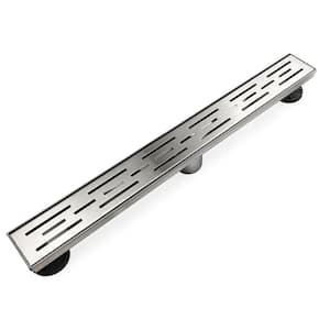 36 in. Stainless Steel Linear Shower Drain with Stripe Pattern Surface