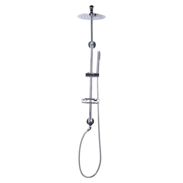ALEASHA 1-Spray Round Wall Bar Shower Kit with Hand Shower in Polished Chrome