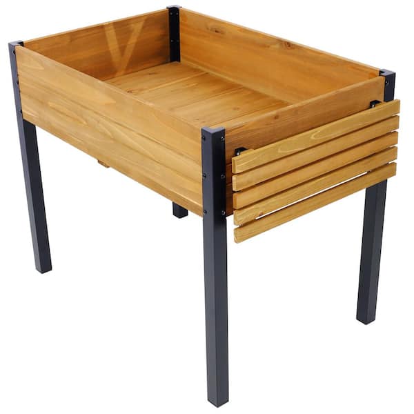 Unbranded 52.7 x 23.6 in. Wood Raised Beds Folding Storage Shelf for Herbs, Vegetables, Flowers for Patio, Deck, Balcony