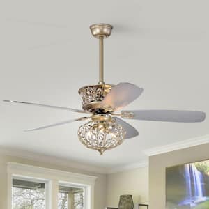 Emeline 52 in. Glam LED Indoor Champagne Silver Ceiling Fan with Crystal Light Kit and Remote Control