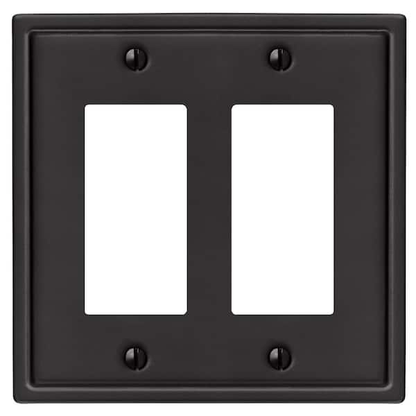 Sinclair Insulated 2-Gang Matte Black Decorator/Rocker Stamped Steel Wall Plate