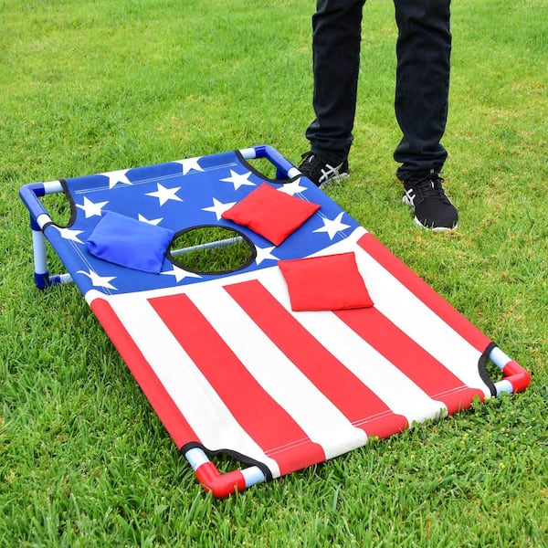 GoSports Portable PVC Framed CornHole Game Set w 8 Bean Bags and Carrying Case 