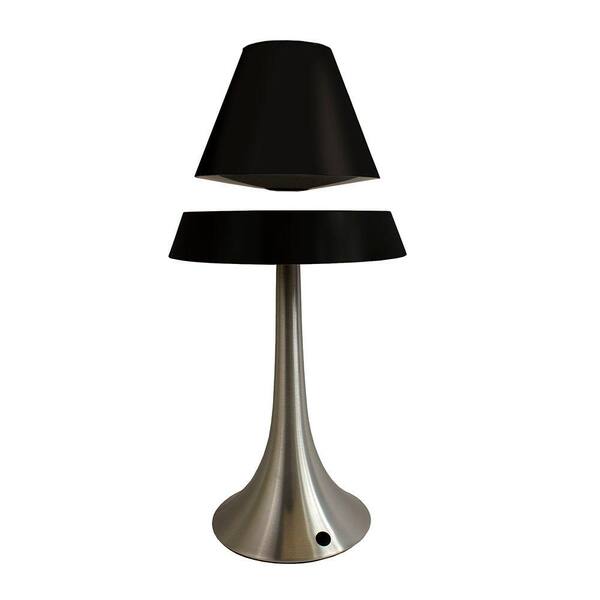 All The Rages 16.5 in. Brushed Chrome Touch Control Hover Lamp with Floating Black Shade