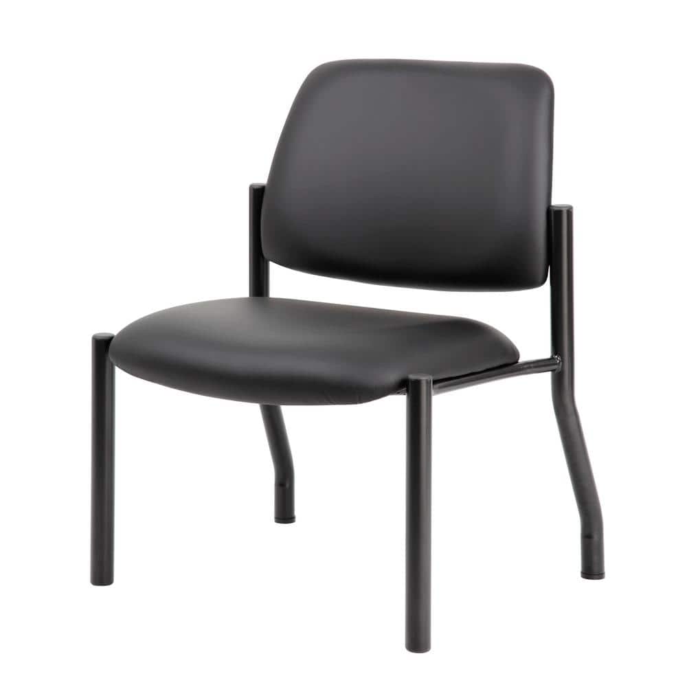 Sleek 400lb Capacity Armless Guest Chair in Antimicrobial Black Vinyl