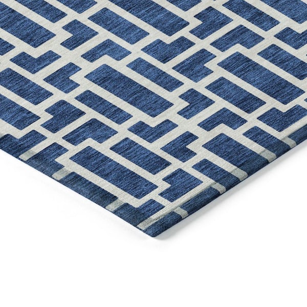 Chantille Machine Washable Indoor/Outdoor Abstract ACN916 Navy 1 ft. 8 in. x 2 ft. 6 in. Area Rug