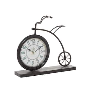 13 in. x 12 in. Brown Metal Bike Analog Clock