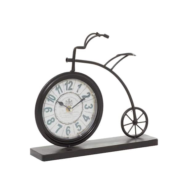 Litton Lane 13 in. x 12 in. Brown Metal Bike Analog Clock